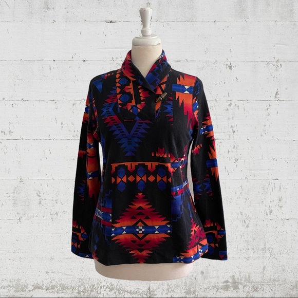 Chaps Tops - Chaps Women’s Top M Southwestern Shawl Collar L/S